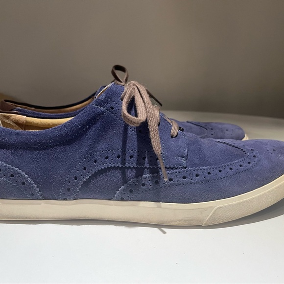 Cole Haan CT13806 Mens Oxfords Wing Tip Lace Up 12M Blue Suede - Picture 3 of 7